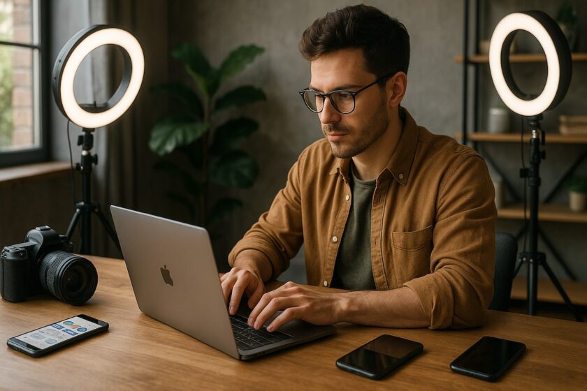 Creator al lavoro su una campagna di influencer marketing