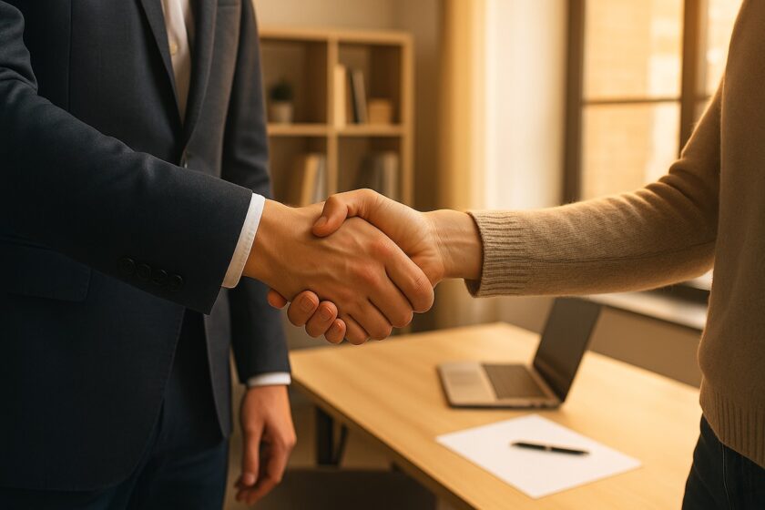 Stretta di mano a simboleggiare fiducia tra brand e clienti
