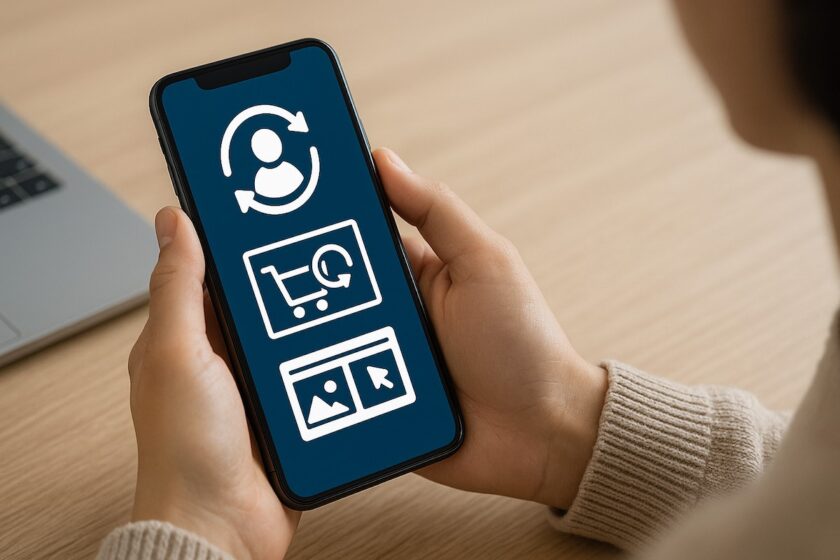 Utente che visualizza annunci personalizzati sullo smartphone grazie al remarketing