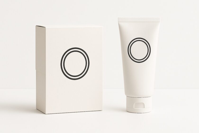 Confezione brandizzata mostrata in un mockup per uso promozionale