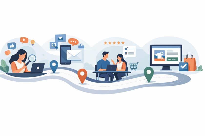 customer journey con fasi e touchpoint del percorso utente