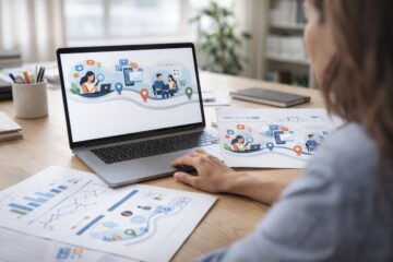 mappa customer journey analizzata su computer con touchpoint e fasi