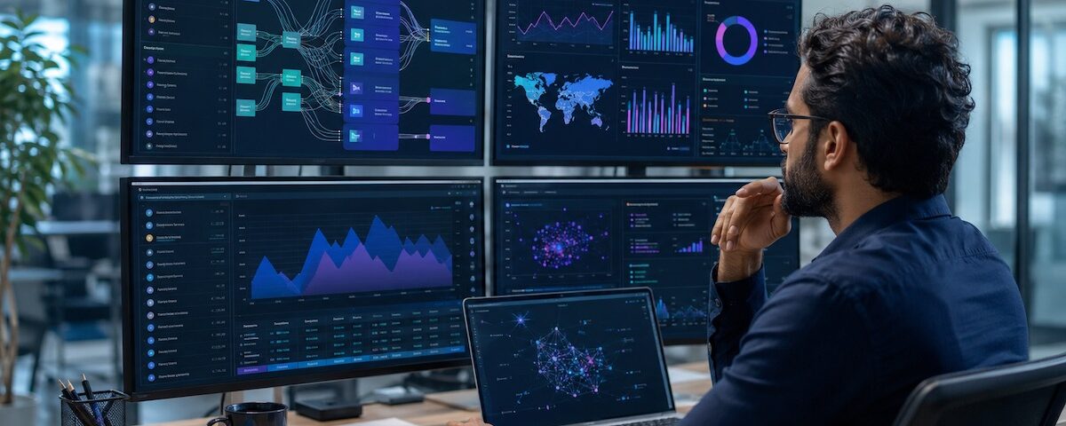 Professionista che analizza dashboard pubblicitarie legate agli ad exchanges