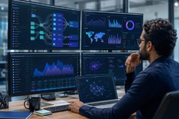 Professionista che analizza dashboard pubblicitarie legate agli ad exchanges